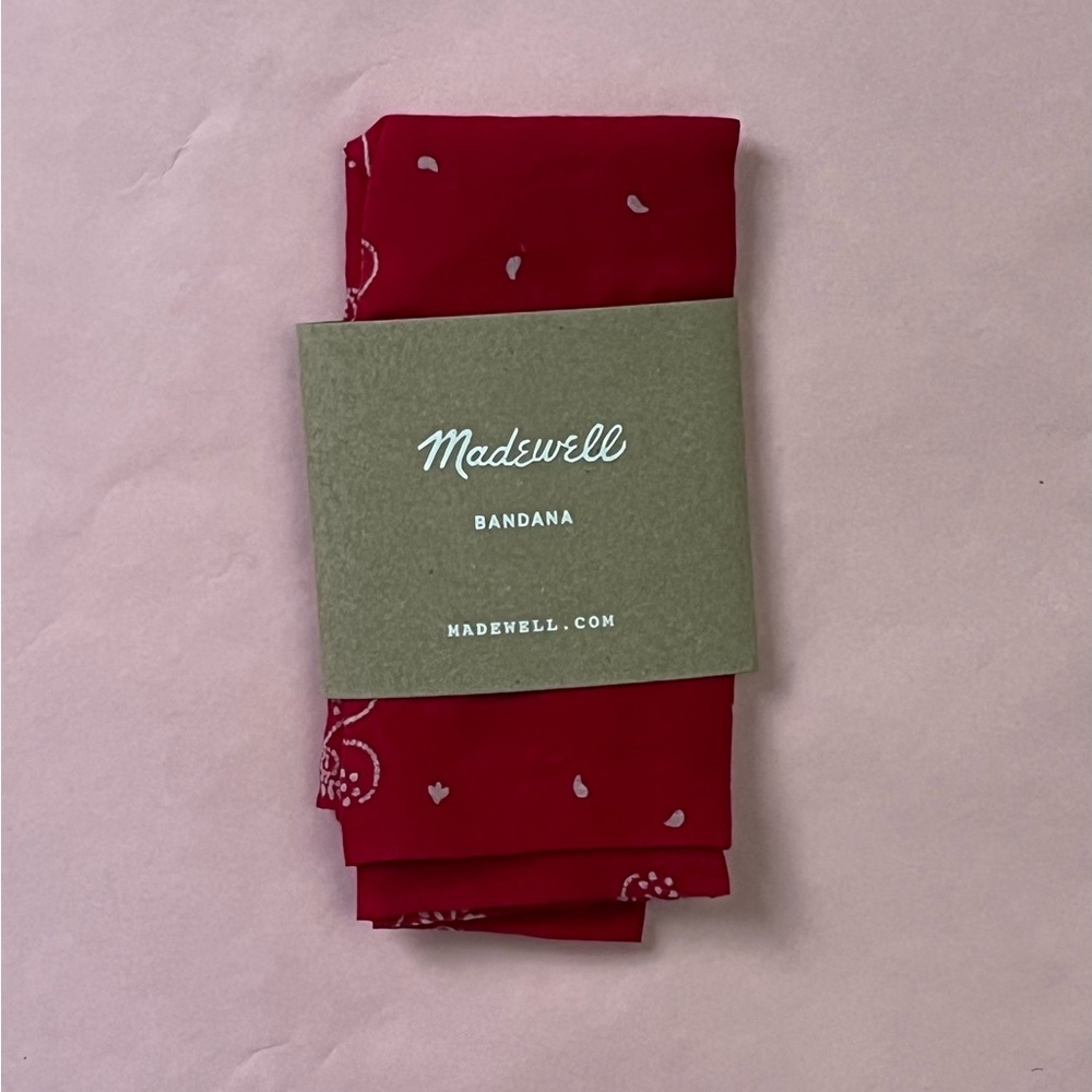 $30 or FREE Madewell True Red Organic Cotton Bandana Scarf Kerchief - Picture 8 of 10